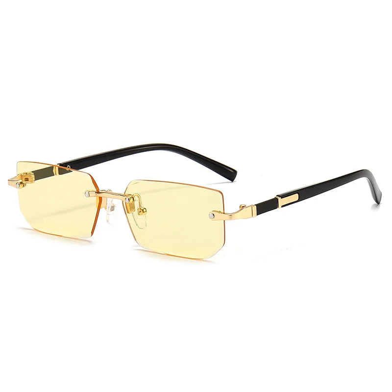 Rimless Rectangle Unisex Sunglasses – Small Summer Shades