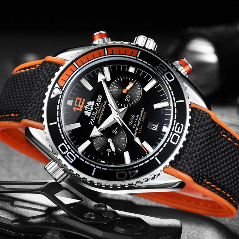 PAULAREIS P Men’s Automatic Mechanical Watch – Rubber Strap