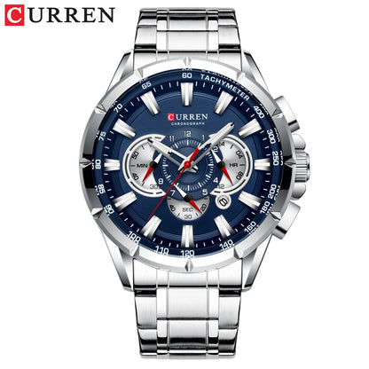 CURREN Relógio Masculino Cronógrafo Esportivo Quartzo Luxo Inox Ponteiros Luminosos
