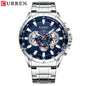 CURREN Relógio Masculino Cronógrafo Esportivo Quartzo Luxo Inox Ponteiros Luminosos