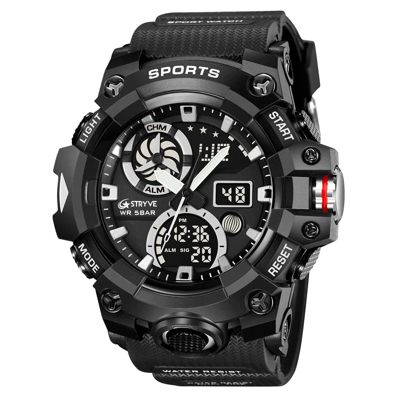STRYVE Men’s Electronic Sports Watch – Dual Time