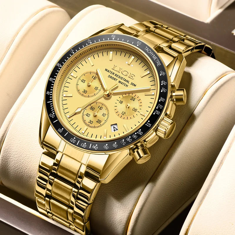 LIGE 2025 Luxury Men’s Quartz Chronograph Watch