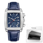 Megir Men's Blue Chronograph Watch – Leather Strap, Casual Quartz