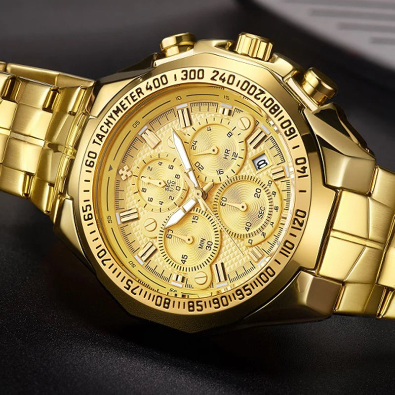 WWOOR Men's Luxury Gold Chronograph Watch – 2024 Top Brand