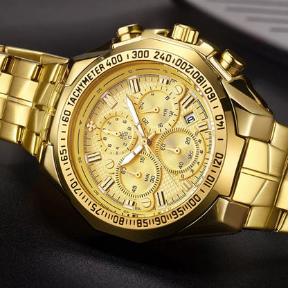 WWOOR Men's Luxury Gold Chronograph Watch – 2024 Top Brand