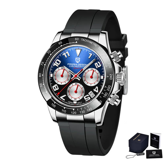 PAGANI DESIGN Men’s Luxury Chronograph – Rubber Strap, Sapphire Glass