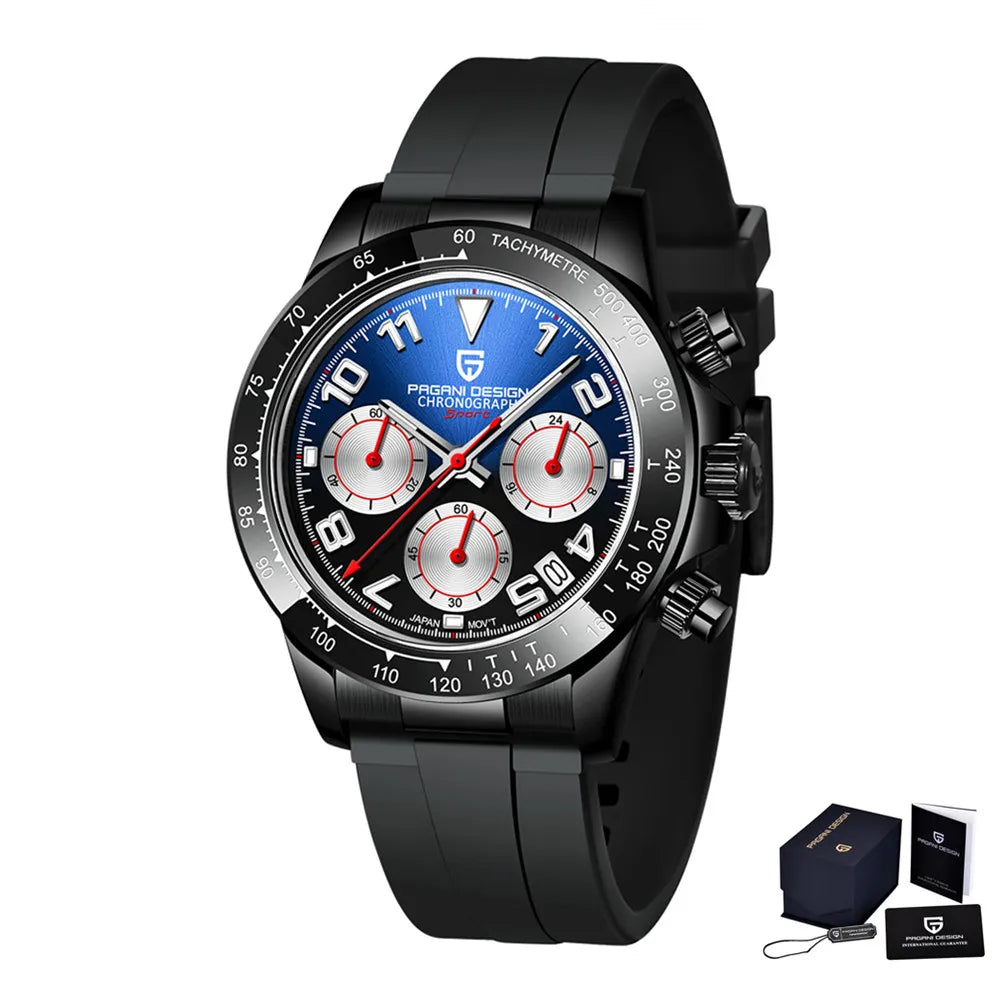 PAGANI DESIGN Men’s Luxury Chronograph – Rubber Strap, Sapphire Glass
