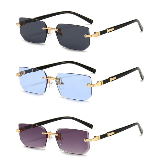 Rimless Rectangle Unisex Sunglasses – Small Summer Shades
