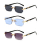 Rimless Rectangle Unisex Sunglasses – Small Summer Shades