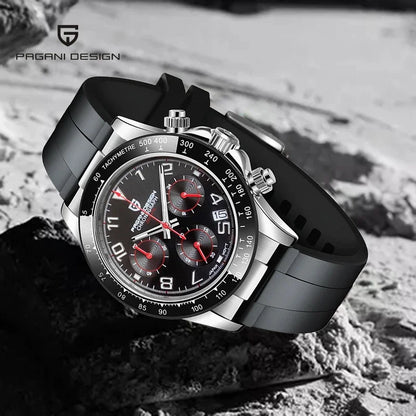 PAGANI DESIGN Men’s Luxury Chronograph – Rubber Strap, Sapphire Glass