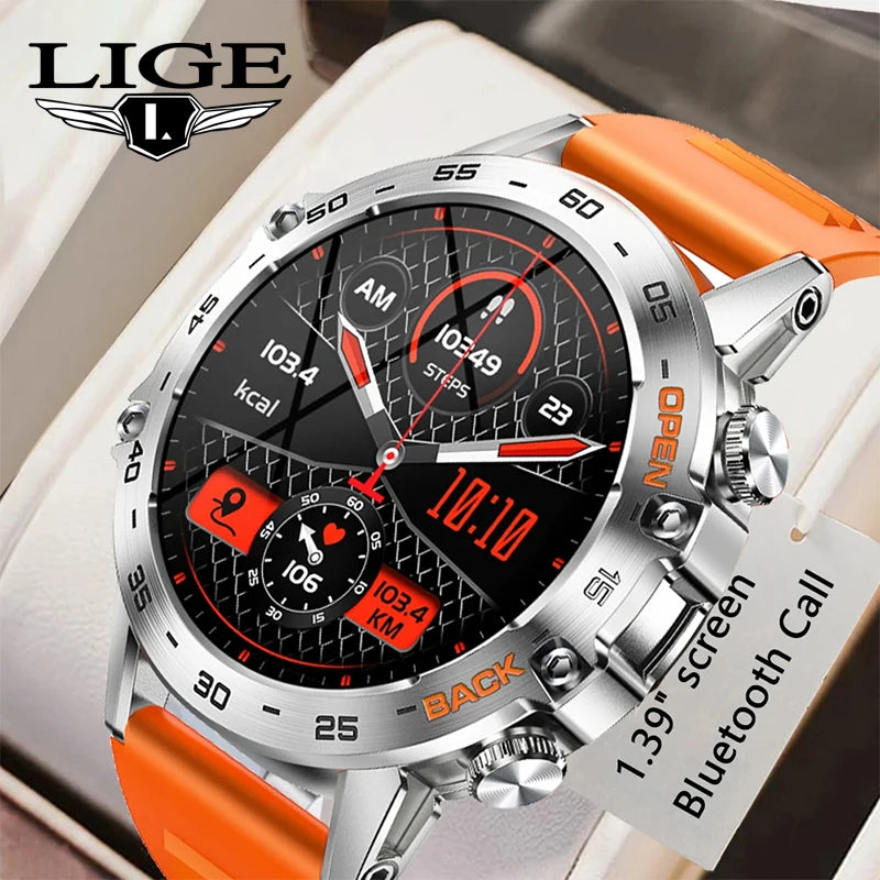LIGE 1.39" Men’s Bluetooth Smartwatch – Sport & Fitness, Heart Rate Monitor