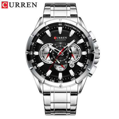 CURREN Relógio Masculino Cronógrafo Esportivo Quartzo Luxo Inox Ponteiros Luminosos
