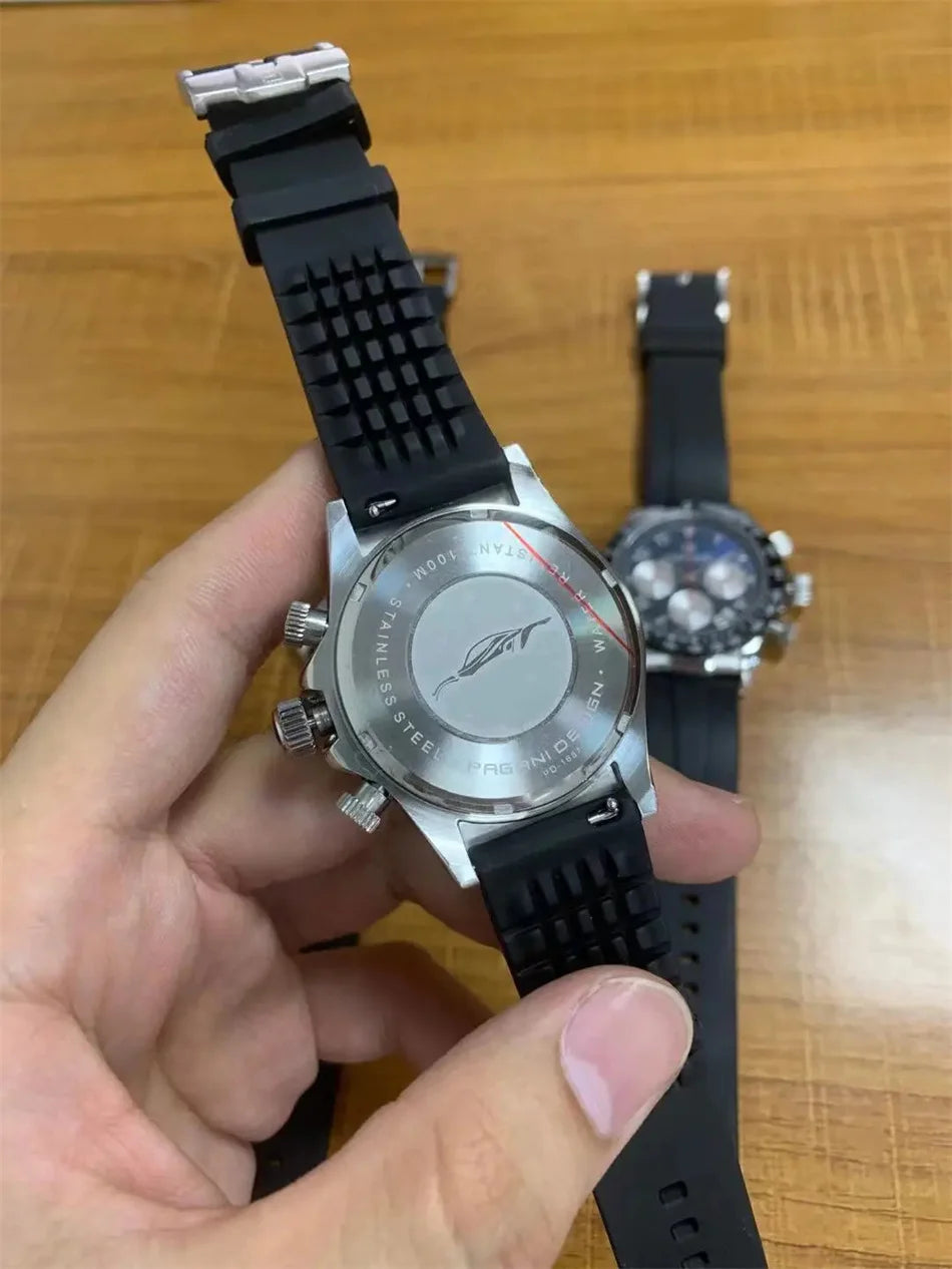 PAGANI DESIGN Men’s Luxury Chronograph – Rubber Strap, Sapphire Glass