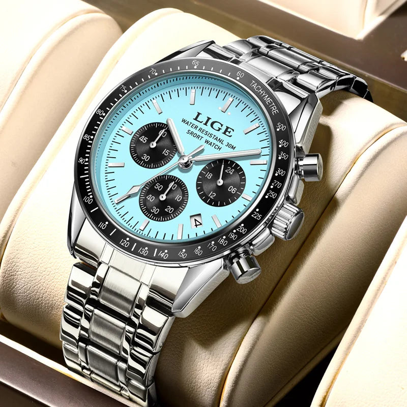 LIGE 2025 Luxury Men’s Quartz Chronograph Watch