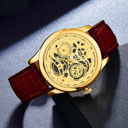 Men’s Leather Quartz Watch – Business, Sports & Casual Style