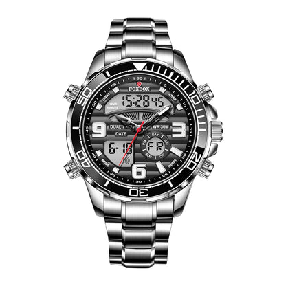 Luxury Men’s Quartz Watch – All-Steel, Military Style, Waterproof, with Gift Box