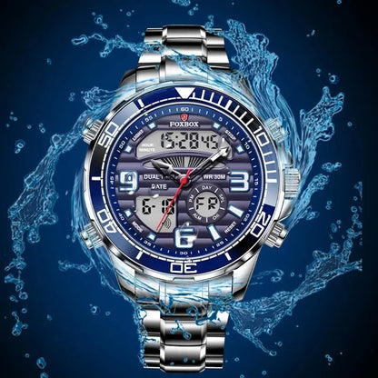 Luxury Men’s Quartz Watch – All-Steel, Military Style, Waterproof, with Gift Box