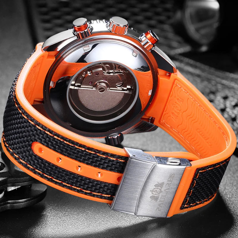 PAULAREIS P Men’s Automatic Mechanical Watch – Rubber Strap