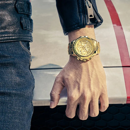 WWOOR Men's Luxury Gold Chronograph Watch – 2024 Top Brand
