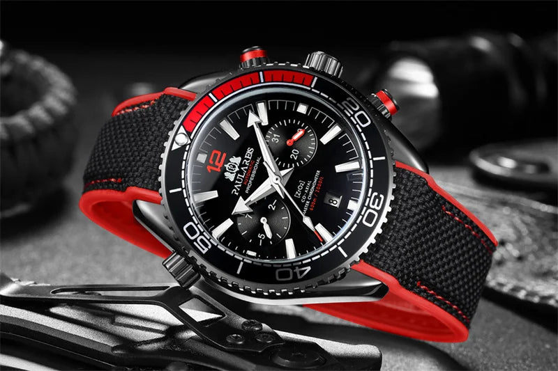 PAULAREIS P Men’s Automatic Mechanical Watch – Rubber Strap