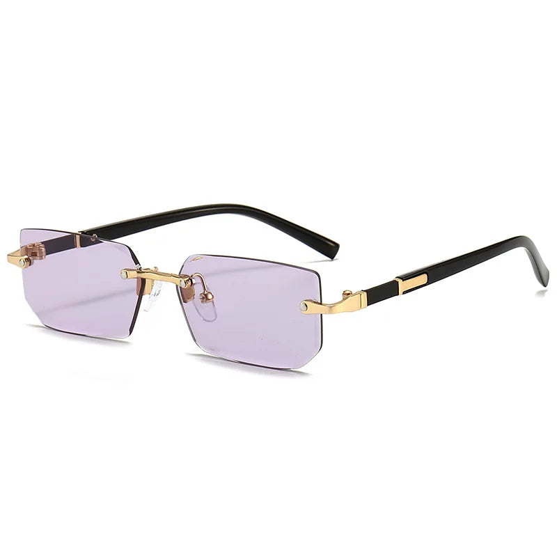 Rimless Rectangle Unisex Sunglasses – Small Summer Shades