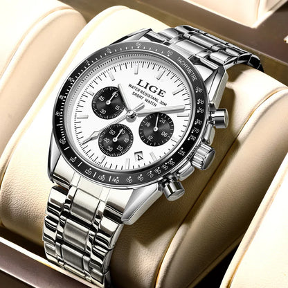 LIGE 2025 Luxury Men’s Quartz Chronograph Watch