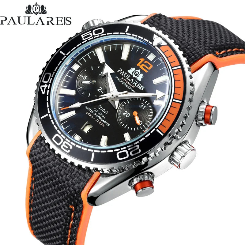 PAULAREIS P Men’s Automatic Mechanical Watch – Rubber Strap