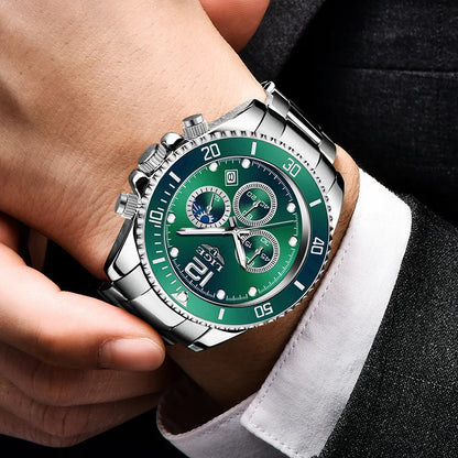 LIGE Military Chronograph Leather Watch