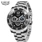 LIGE Military Chronograph Leather Watch