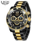 LIGE Military Chronograph Leather Watch