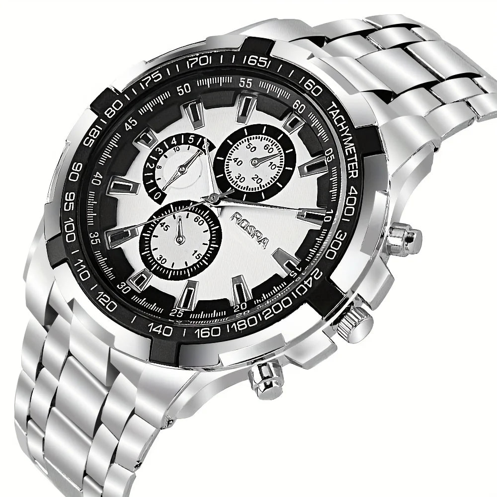 Rosra Men's Business Quartz Watch – Stylish & Affordable Steel Timepiece