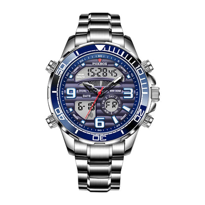 Luxury Men’s Quartz Watch – All-Steel, Military Style, Waterproof, with Gift Box